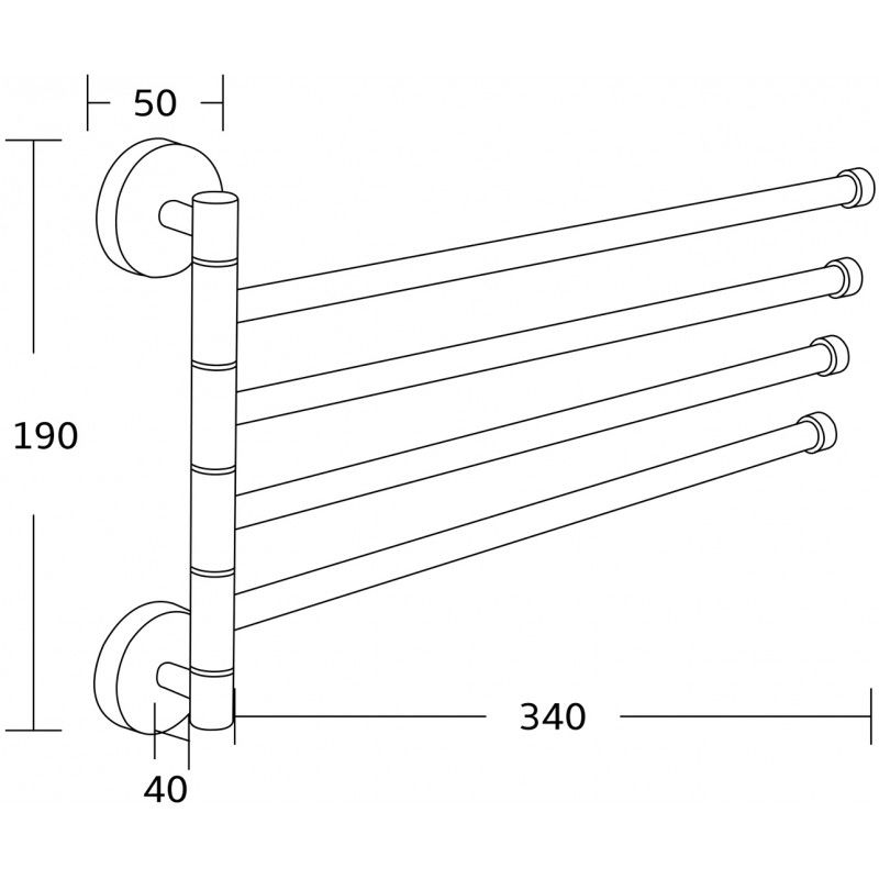 Mexen čtyřnásobný otočný věšák na ručníky, chrom - 7039244-00