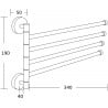 Mexen čtyřnásobný otočný věšák na ručníky, chrom - 7039244-00