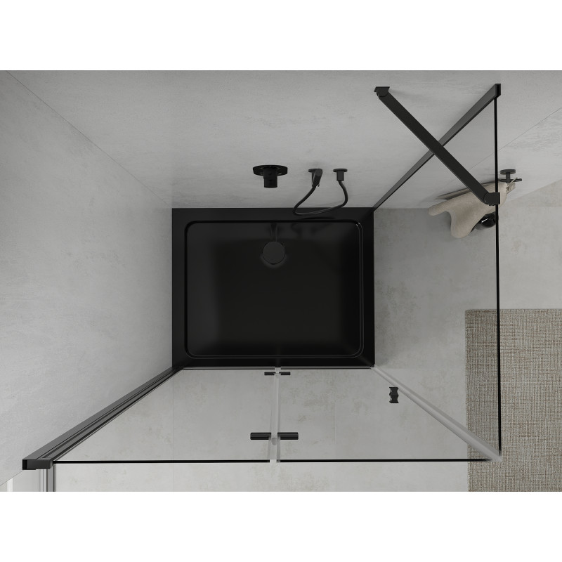 Mexen Lima skládací sprchový kout 80 x 100 cm, transparentní, černý + sprchová vanička Flat, černá