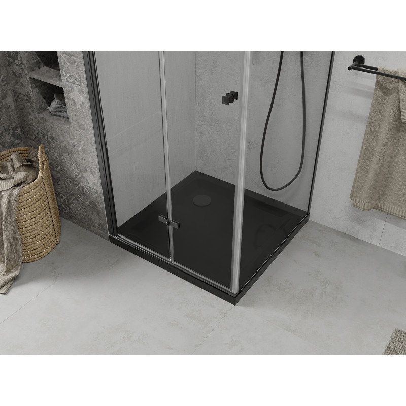 Mexen Lima skládací sprchový kout 90 x 90 cm, transparentní, černý + plochá vanička, černá - 856-090-090-70-00-4070B