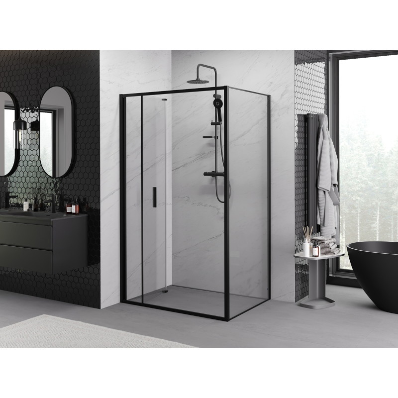 Mexen Exo-F skládací sprchový kout 100 x 85 cm, transparentní, černý - 816-100-085-70-00