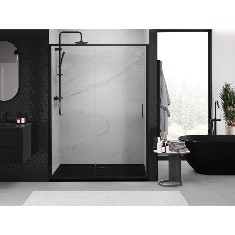 Mexen Exo-S posuvné sprchové dveře 150 cm, transparentní, černé - 8151-150-000-70-00