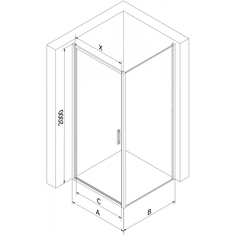 Mexen Exo sprchový kout otočný 100 x 95 cm, transparentní, chrom - 817-100-095-01-00