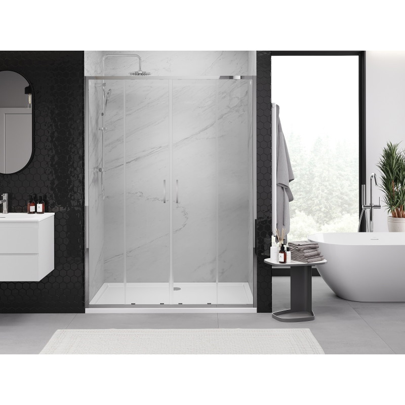 Mexen Exo-S Duo dvoukřídlé sprchové dveře posuvné 160 cm, transparentní, chrom - 8152-160-000-01-00