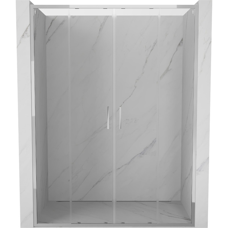 Mexen Exo-S Duo dvoukřídlé sprchové dveře posuvné 160 cm, transparentní, chrom - 8152-160-000-01-00
