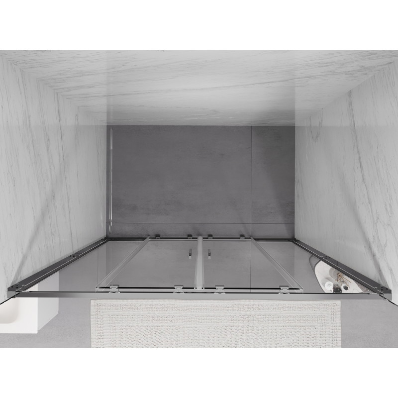 Mexen Exo-S Duo dvoukřídlé sprchové dveře posuvné 160 cm, transparentní, chrom - 8152-160-000-01-00