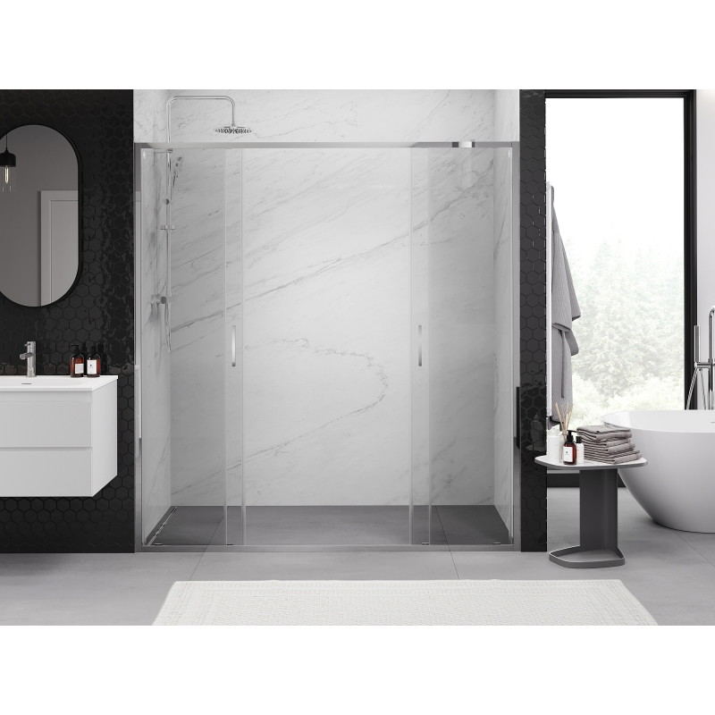 Mexen Exo-S Duo dvoukřídlé posuvné sprchové dveře 180 cm, transparentní, chrom - 8152-180-000-01-00