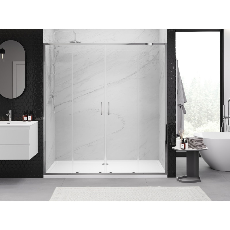 Mexen Exo-S Duo dvojité posuvné sprchové dveře 200 cm, průhledné, chrom - 8152-200-000-01-00