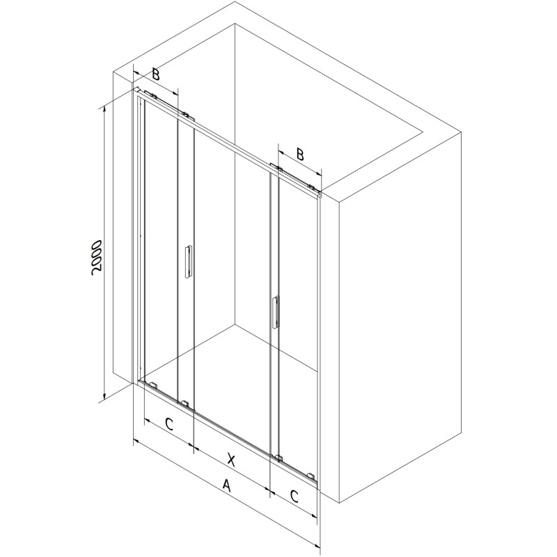 Mexen Exo-S Duo dvoukřídlé posuvné sprchové dveře 180 cm, transparentní, chrom - 8152-180-000-01-00