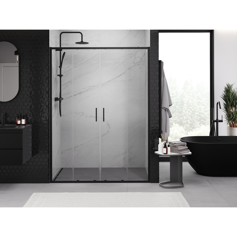 Mexen Exo-S Duo dvojité posuvné sprchové dveře 140 cm, transparentní, černé - 8152-140-000-70-00