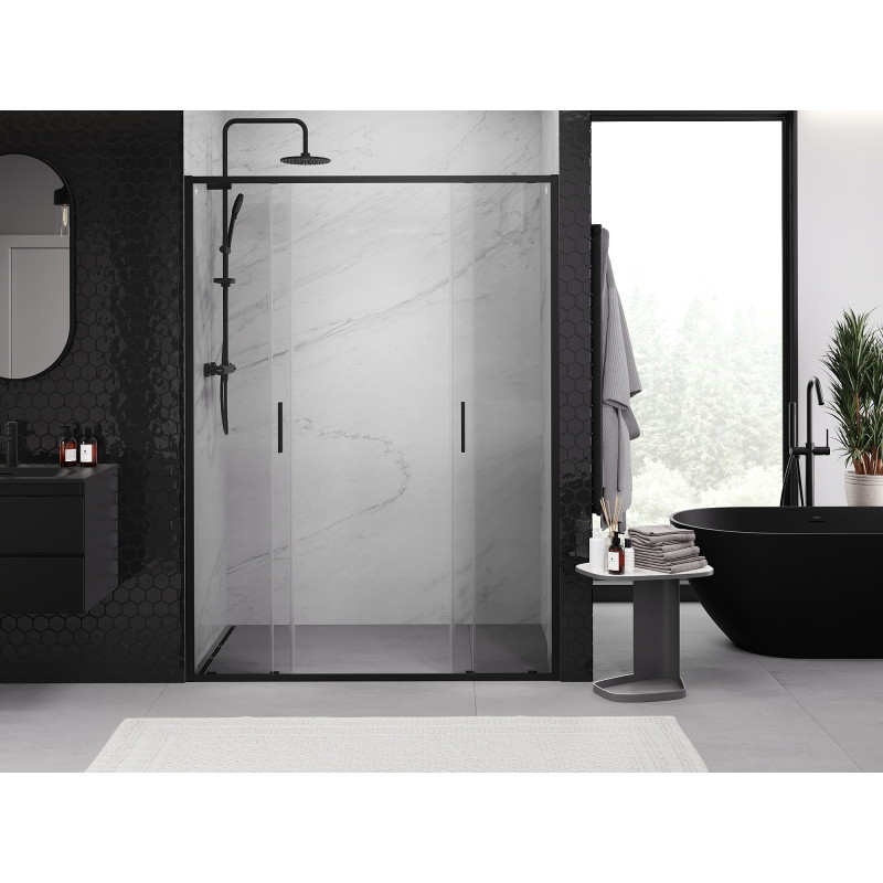 Mexen Exo-S Duo dvojité posuvné sprchové dveře 140 cm, transparentní, černé - 8152-140-000-70-00
