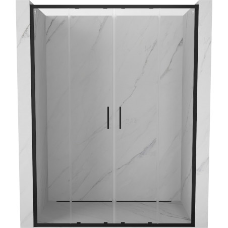Mexen Exo-S Duo dvoukřídlé posuvné sprchové dveře 160 cm, transparentní, černé - 8152-160-000-70-00