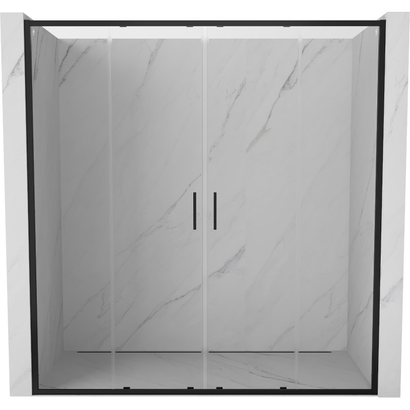 Mexen Exo-S Duo dvojité posuvné sprchové dveře 190 cm, transparentní, černé - 8152-190-000-70-00
