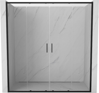 Mexen Exo-S Duo dvojité posuvné sprchové dveře 190 cm, transparentní, černé - 8152-190-000-70-00