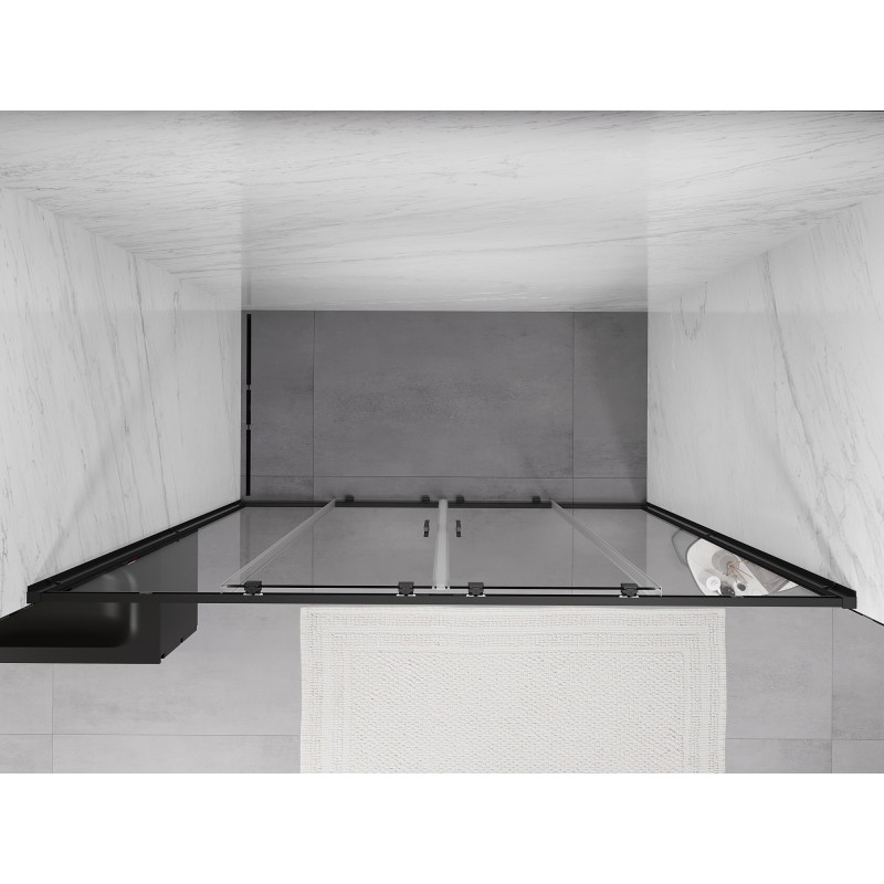 Mexen Exo-S Duo dvojité posuvné sprchové dveře 190 cm, transparentní, černé - 8152-190-000-70-00