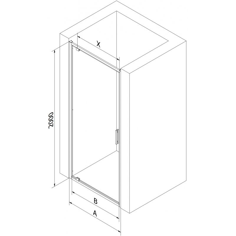 Mexen Exo sprchové dveře otočné 60 cm, transparentní, chrom - 8181-060-000-01-00