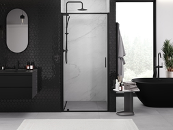 Mexen Exo sprchové dveře otočné 75 cm, transparentní, černé - 8181-075-000-70-00