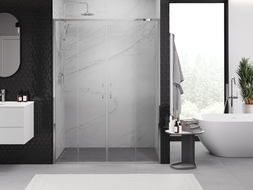 Mexen Exo dvoukřídlé sprchové dveře posuvné 130 cm, transparentní, chrom - 8152-130-000-01-00