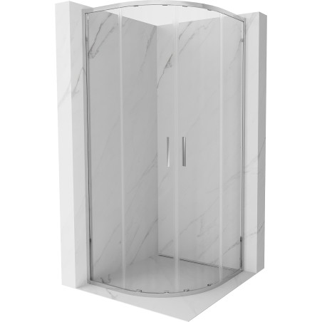 Mexen Exo-S Duo polokruhový sprchový kout posuvný 90 x 90 cm, transparentní, chrom - 8132-090-090-01-00