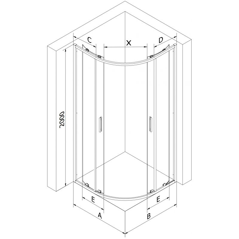 Mexen Exo sprchový kout půlkruhový asymetrický posuvný 100 x 90 cm, transparentní, chrom - 8132-100-090-01-00