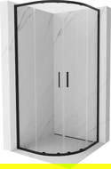 Mexen Exo čtvrtkruhová sprchová kabina posuvná 80 x 80 cm, transparentní, černá - 8132-080-080-70-00