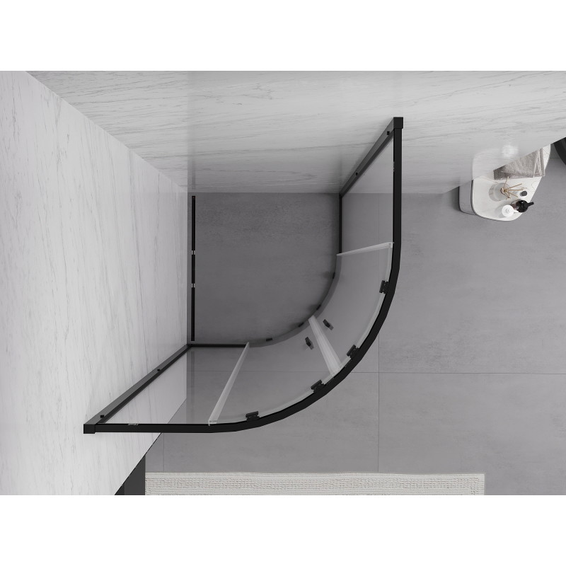 Mexen Exo půlkruhový sprchový kout rozkládací 80 x 80 cm, transparentní, černý - 8132-080-080-70-00
