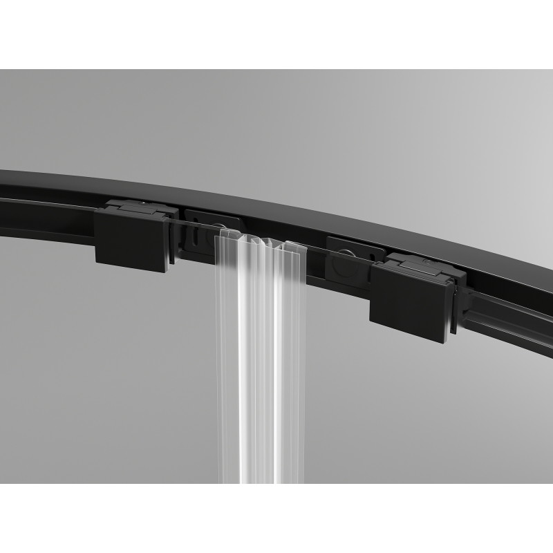 Mexen Exo půlkruhový sprchový kout rozkládací 80 x 80 cm, transparentní, černý - 8132-080-080-70-00