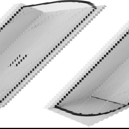 Mexen Exo asymetrická čtvrtkruhová sprchová kabina posuvná 100 x 80 cm, průhledná, černá - 8132-100-080-70-00