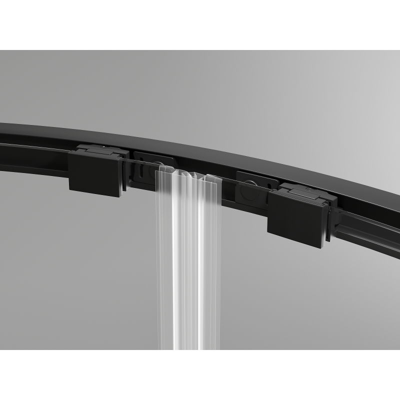 Mexen Exo asymetrická zaoblená sprchová kabina s posuvnými dveřmi 120 x 90 cm, transparentní, černá - 8132-120-090-70-00