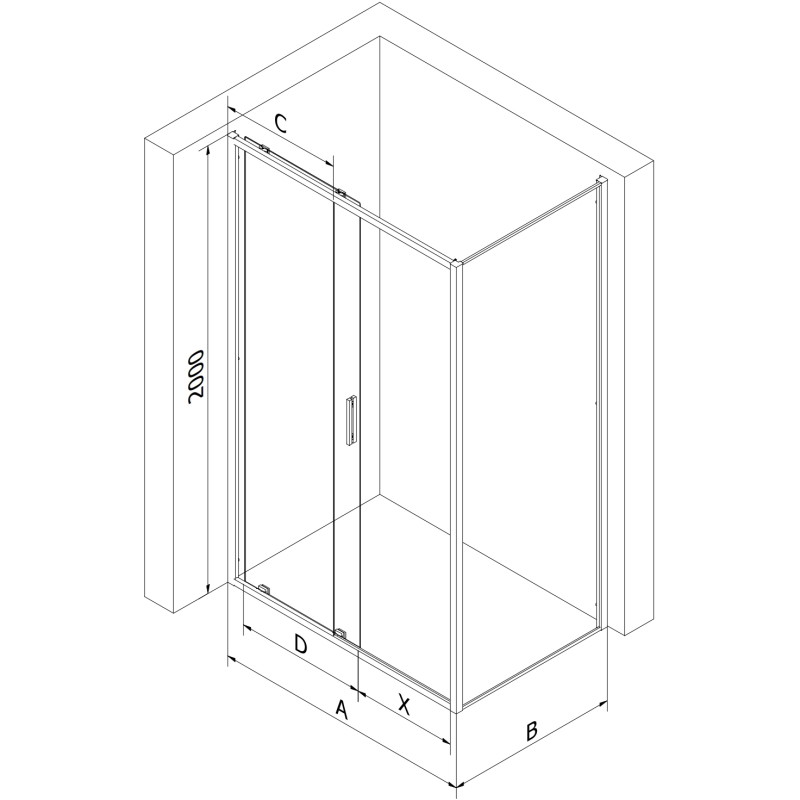 Mexen Exo-S posuvná sprchová kabina 135 x 70 cm, transparentní, chrom - 8151-135-070-01-00