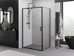 Mexen Exo-R sprchový kout s pantovými dveřmi 115 x 85 cm, průhledný, černý - 819-115-085-70-00