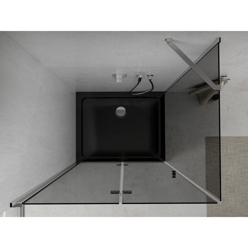 Mexen Lima skládací sprchová kabina 80 x 120 cm, grafit, chrom + vanička Flat, černá - 856-080-120-01-40-4070