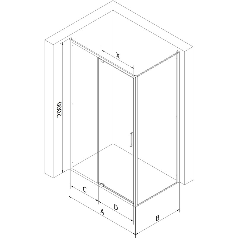 Mexen Exo-R sprchový kout s otočnými dveřmi 140 x 90 cm, transparentní, černý - 819-140-090-70-00