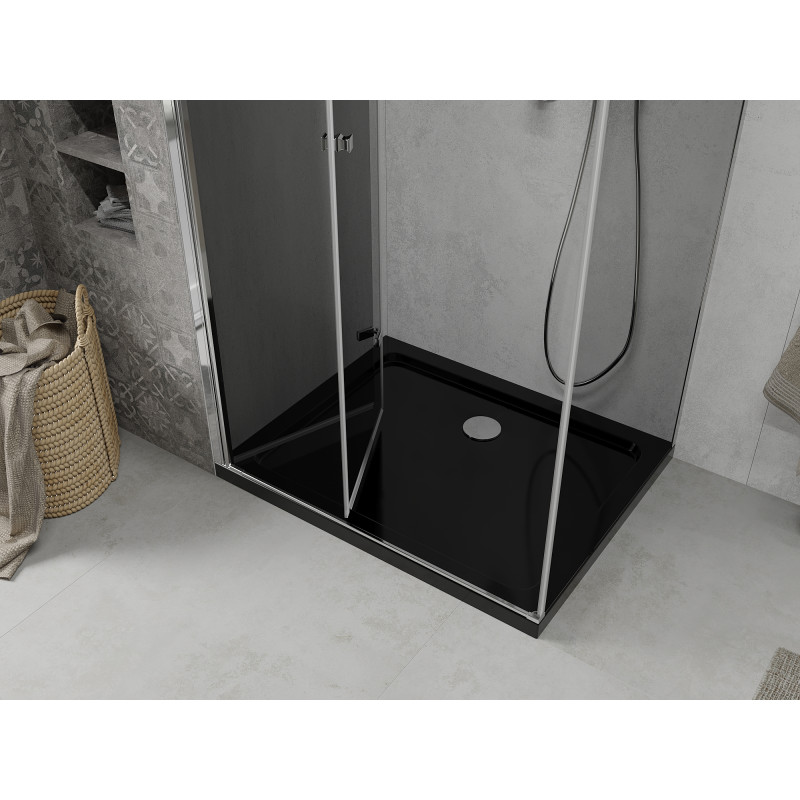 Mexen Lima skládací sprchový kout 90 x 120 cm, grafit, chrom + mísa Flat, černý - 856-090-120-01-40-4070