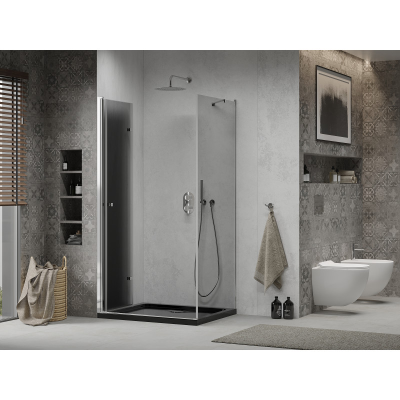 Mexen Lima skládací sprchový kout 90 x 120 cm, grafit, chrom + mísa Flat, černý - 856-090-120-01-40-4070