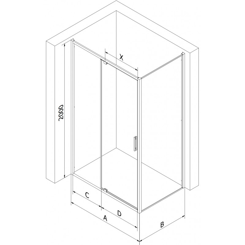 Mexen Exo sprchový kout s otočnými dveřmi 145 x 95 cm, transparentní, černý - 819-145-095-70-00