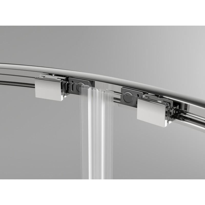 Mexen Exo asymetrická půlkruhová sprchová kabina s posuvnými dveřmi 120 x 90 cm, transparentní, chrom