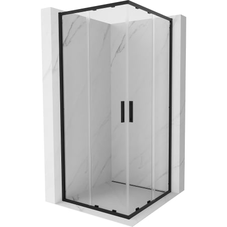 Mexen Exo-S Duo čtvercová posuvná sprchová kabina 90 x 90 cm, transparentní, černá - 8111-090-090-70-00