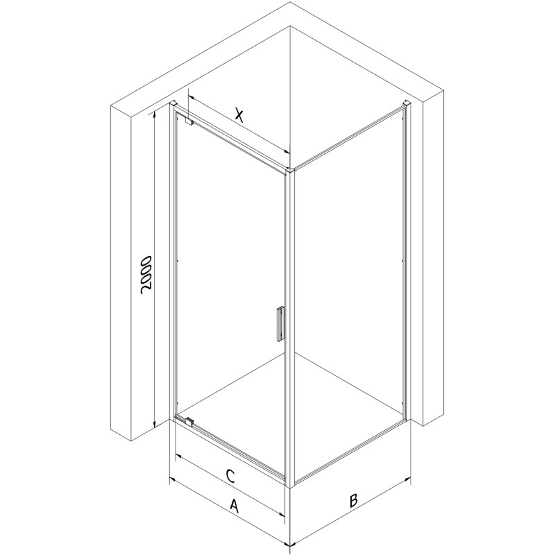 Mexen Exo-BR sprchový kout otevírací 100 x 70 cm, průhledný, chrom - 8181-100-070-01-00