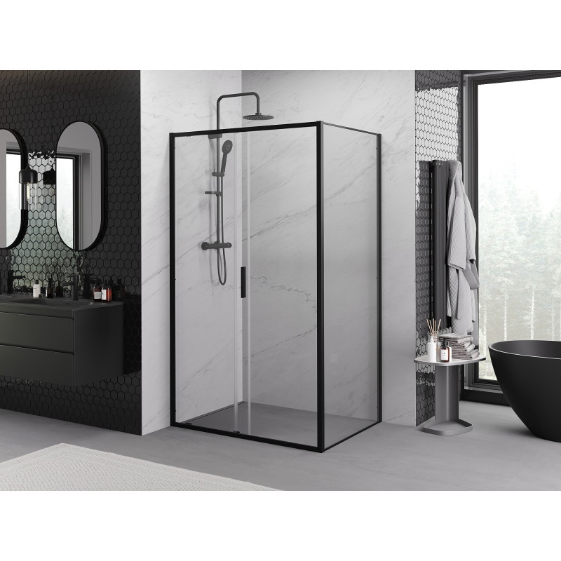 Mexen Exo-S posuvná sprchová kabina 130 x 75 cm, průhledná, černá - 8151-130-075-70-00