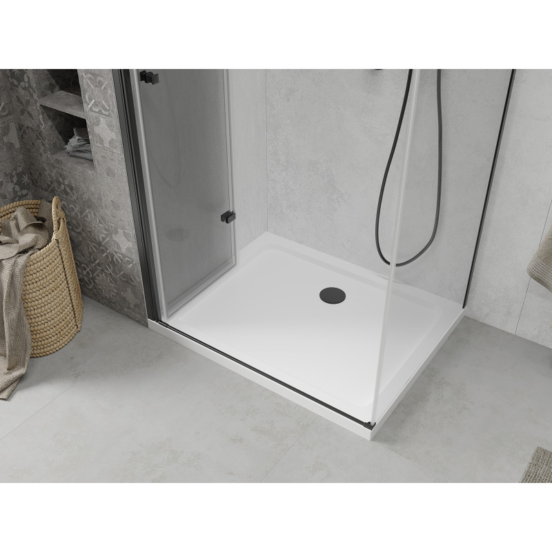 Mexen Lima skládací sprchový kout 80 x 120 cm, transparentní, černý + brodzik Flat, bílý - 856-080-120-70-00-4010B