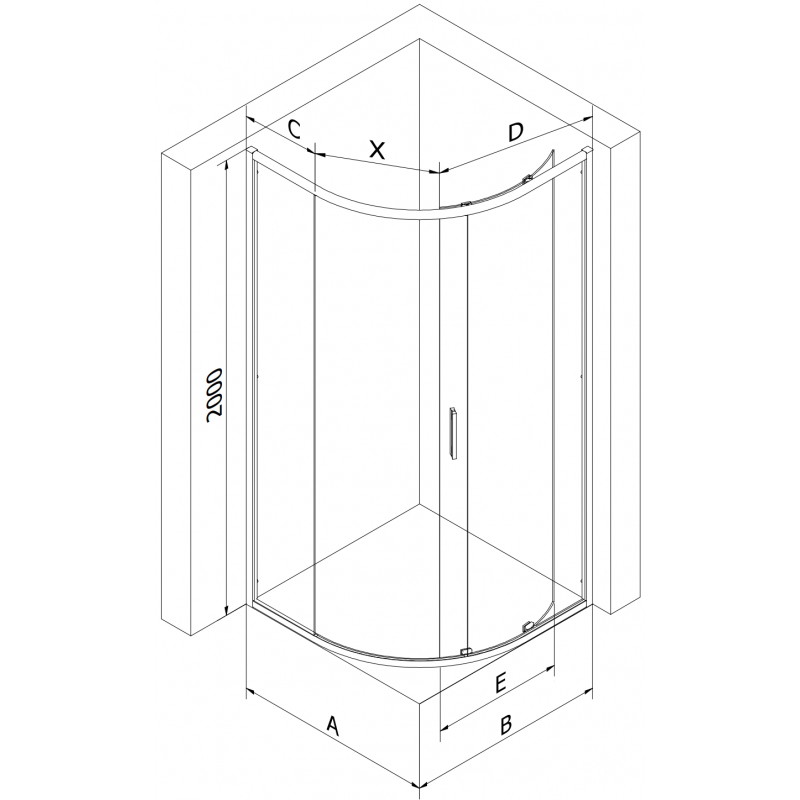 Mexen Exo sprchový kout půlkruhový posuvný 90 x 90 cm, transparentní, chrom - 8131-090-090-01-00