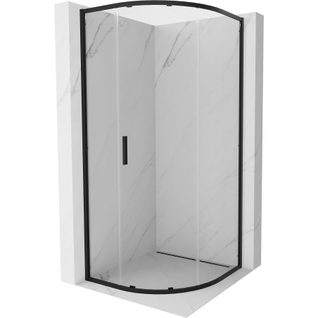 Mexen Exo-S sprchový kout půlkruhový posuvný 80 x 80 cm, transparentní, černý - 8131-080-080-70-00