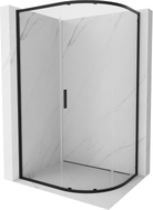 Mexen Exo-S sprchový kout půlkruhový asymetrický posuvný 90 x 80 cm, průhledný, černý - 8131-090-080-70-00