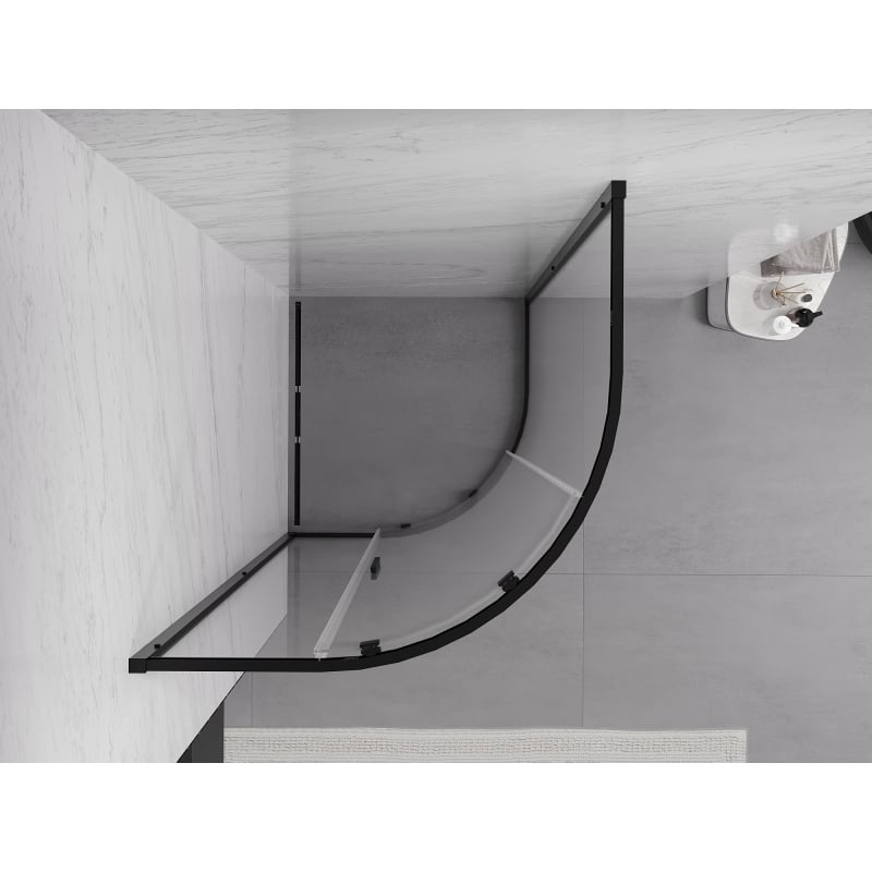 Mexen Exo sprchový kout půlkruhový posuvný 80 x 80 cm, transparentní, černý - 8131-080-080-70-00