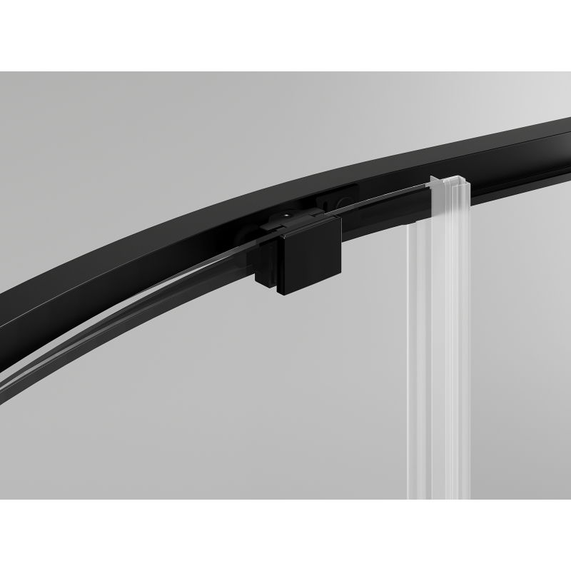 Mexen Exo asymetrická půlkruhová sprchová kabina posuvná 90 x 80 cm, transparentní, černá - 8131-090-080-70-00