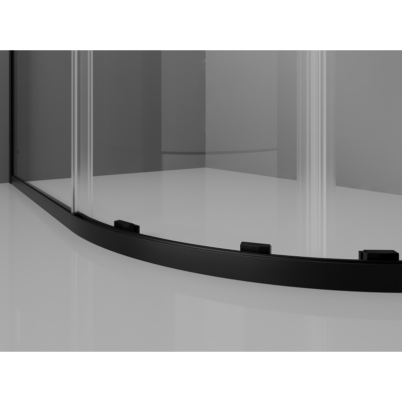 Mexen Exo asymetrická půlkruhová sprchová kabina posuvná 100 x 80 cm, transparentní, černá - 8131-100-080-70-00