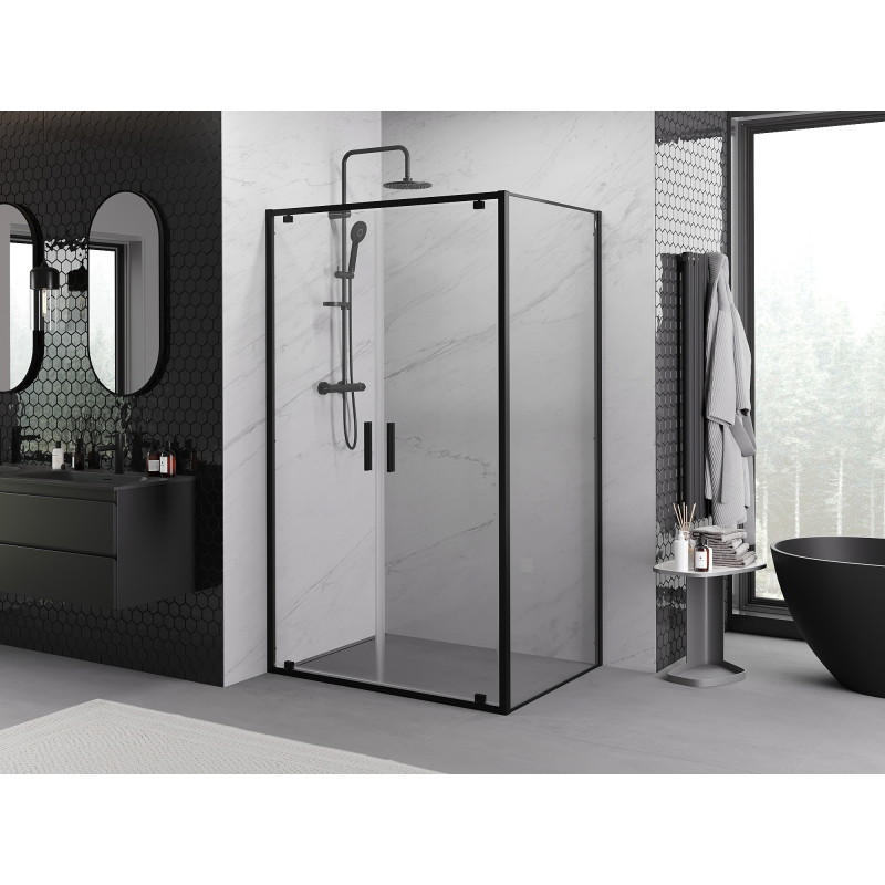 Mexen Exo-BR Duo sprchový kout s otočnými dveřmi 90 x 70 cm, transparentní, černý - 8182-090-070-70-00