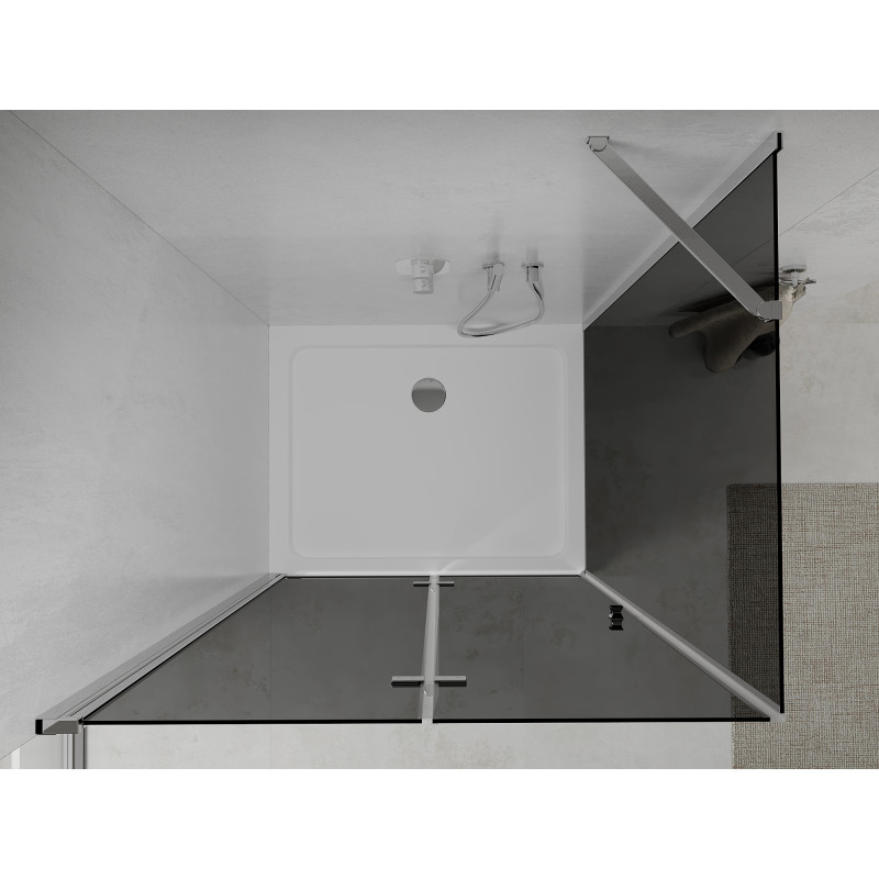 Mexen Lima skládací sprchová kabina 70 x 110 cm, grafit, chrom + vanička Flat, bílá - 856-070-110-01-40-4010