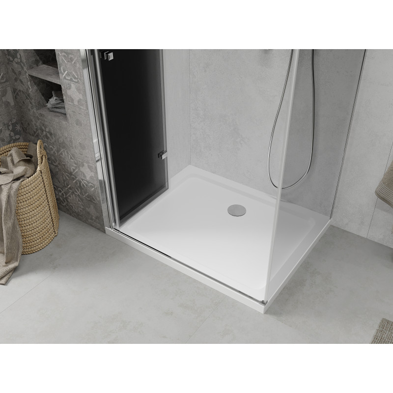 Mexen Lima skládací sprchový kout 70 x 120 cm, grafit, chrom + sprchová vanička Flat, bílá - 856-070-120-01-40-4010